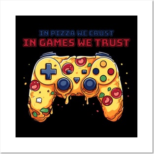 Pizza Gamer T-Shirt | In Games we trust Posters and Art